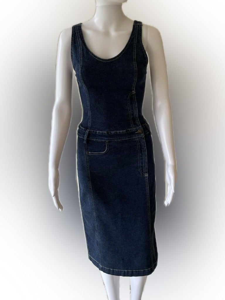 Plein Sud Dark Blue Denim Overall Dress